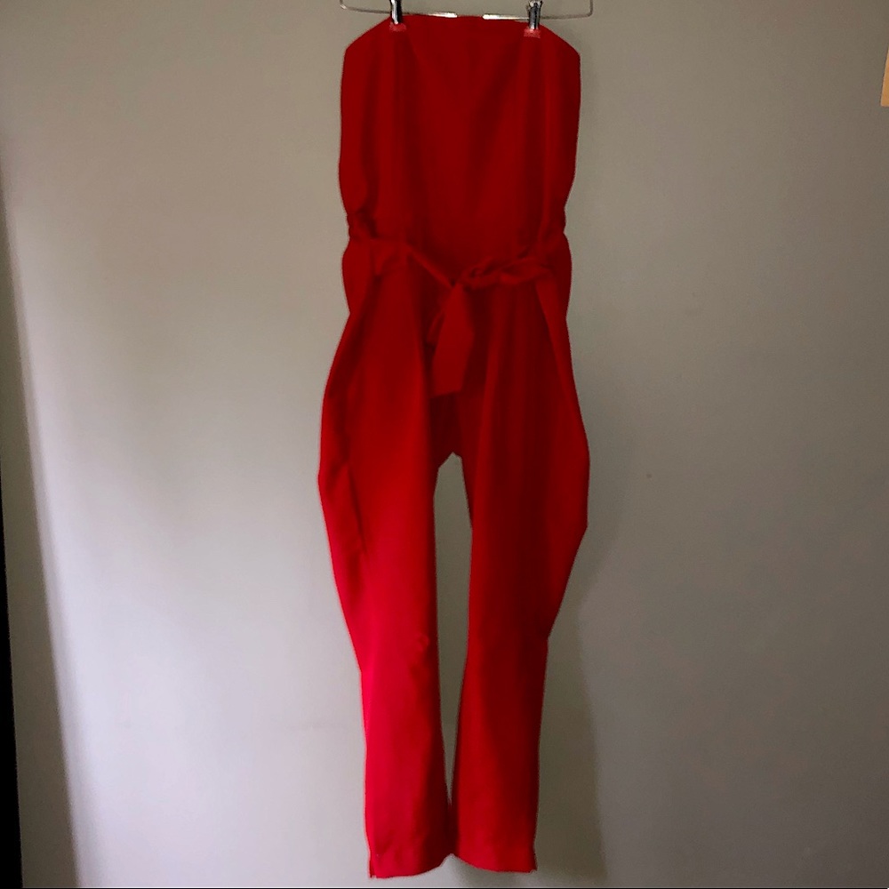 Classy Red Jumpsuit / Strapless Rhomper